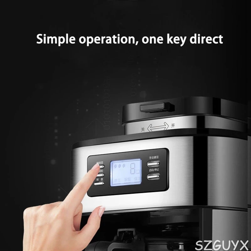 Cafetière goutte à goutte automatique en acier inoxydable avec affichage numérique, cafetière américaine, 2 en 1