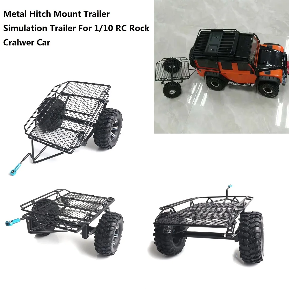 Metal Hitch Mount Trailer Simulation Trailer For 1/10 RC Rock Cralwer Car Axial SCX10 Traxxas TRX4 TAMIYA CC01 D90 Cars Hopper