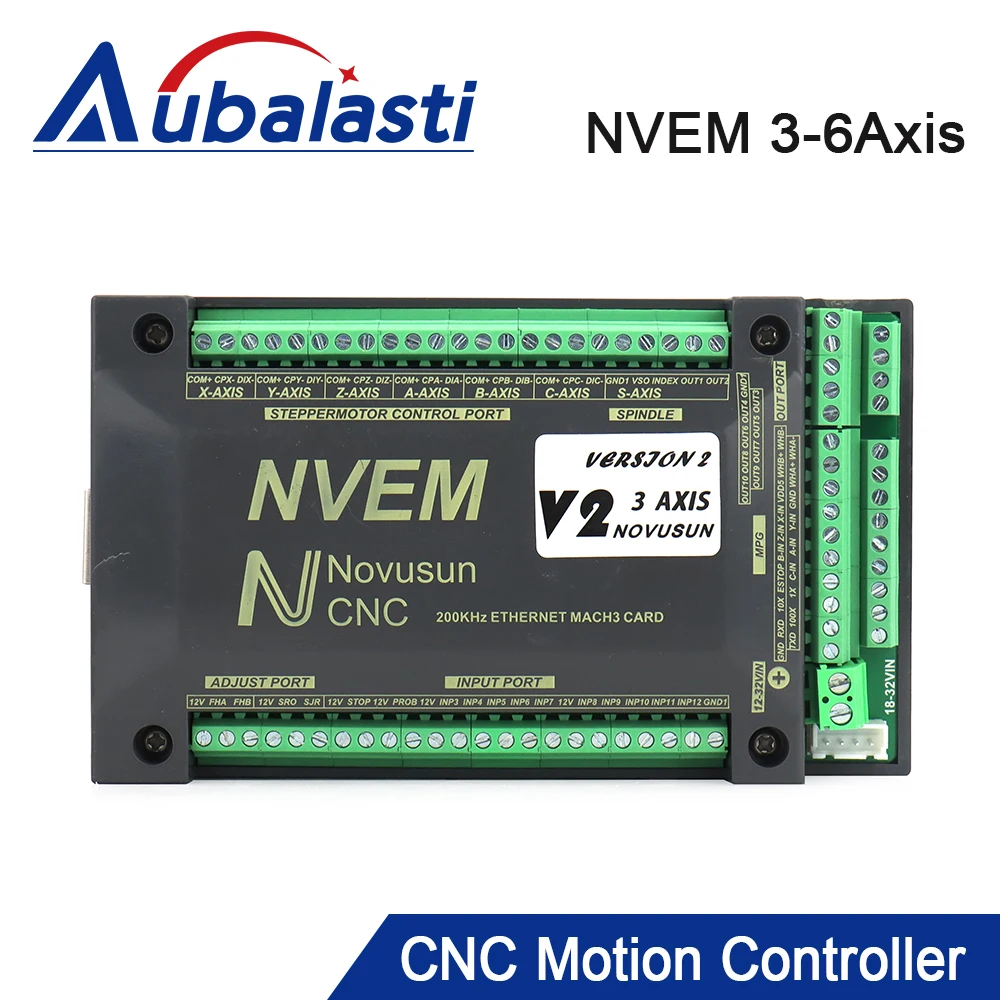 

Aubalasti MACH3 NVEM V2.1 CNC Motion Controller 3Axis 4Axis 5Axis 6Axis 200Hz Ethernet Interface for Stepper and Servo Motor