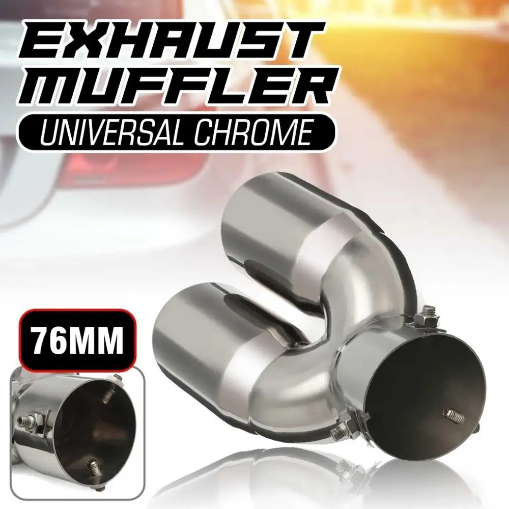 Universal Car Dual Exhaust Tip Exhaust Pipe 76mm Inlet 66mm Outlet Tail Muffler Rear Tube