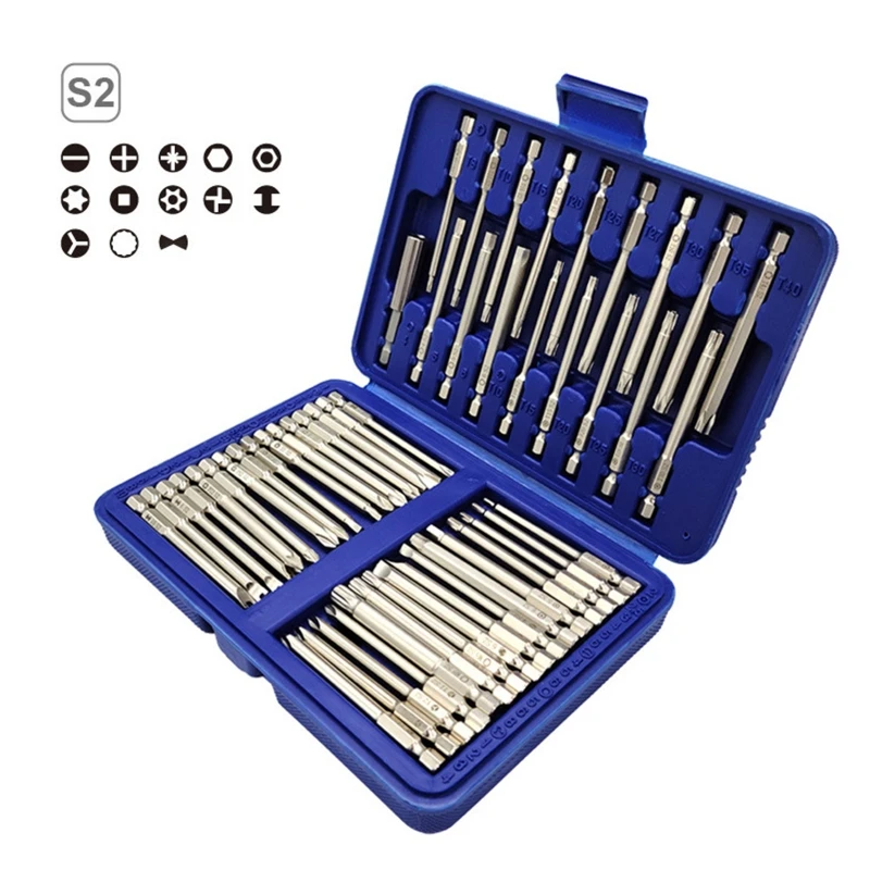 

50pcs Torx Screwdriver, 1/4 Screwdriver Bits Long Set Allen, Hex Pz2 Ph2 Torx Bit, CR-V Screwdriver Bit