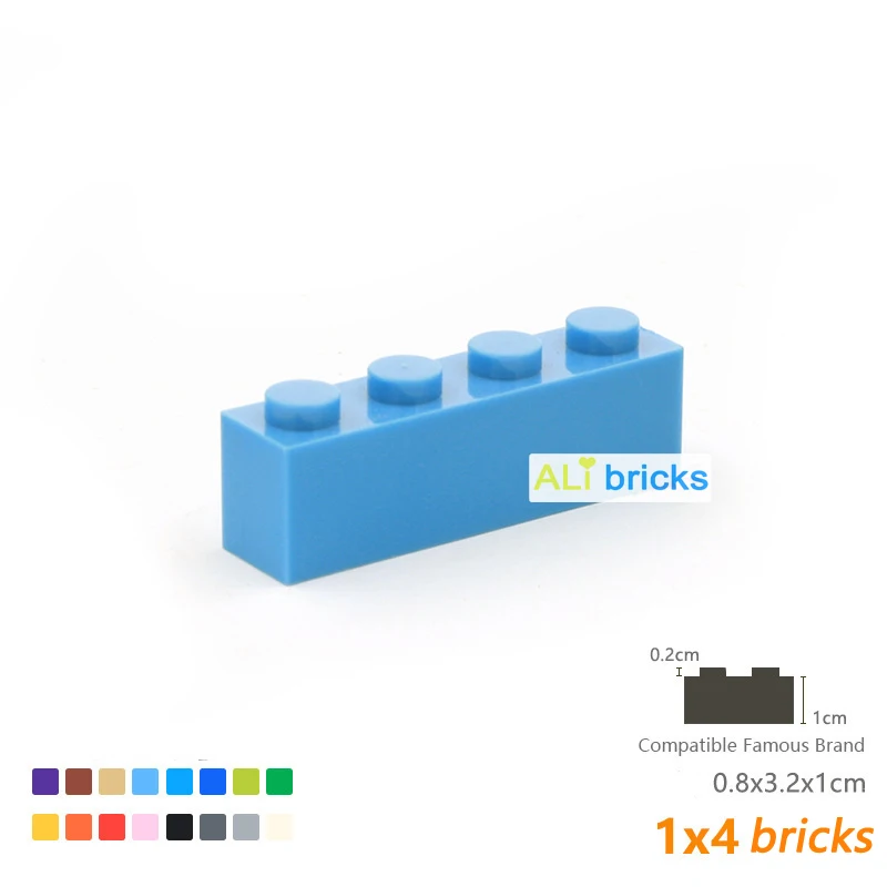 200pcs DIY Thick Figures Bricks 1x4Dots Building Block Educational Classic Brick Compatible Leduo 3010 Plastic Toys For Children