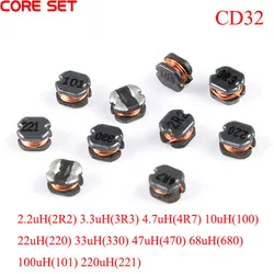 10pcs/lot CD32 Inductor 2.2uH 3.3uH 4.7uH 10uH 22uH 33uH 47uH 68uH 100uH 220uH SMD Power Inductor 0.8A Chip Inductance 2R2 470