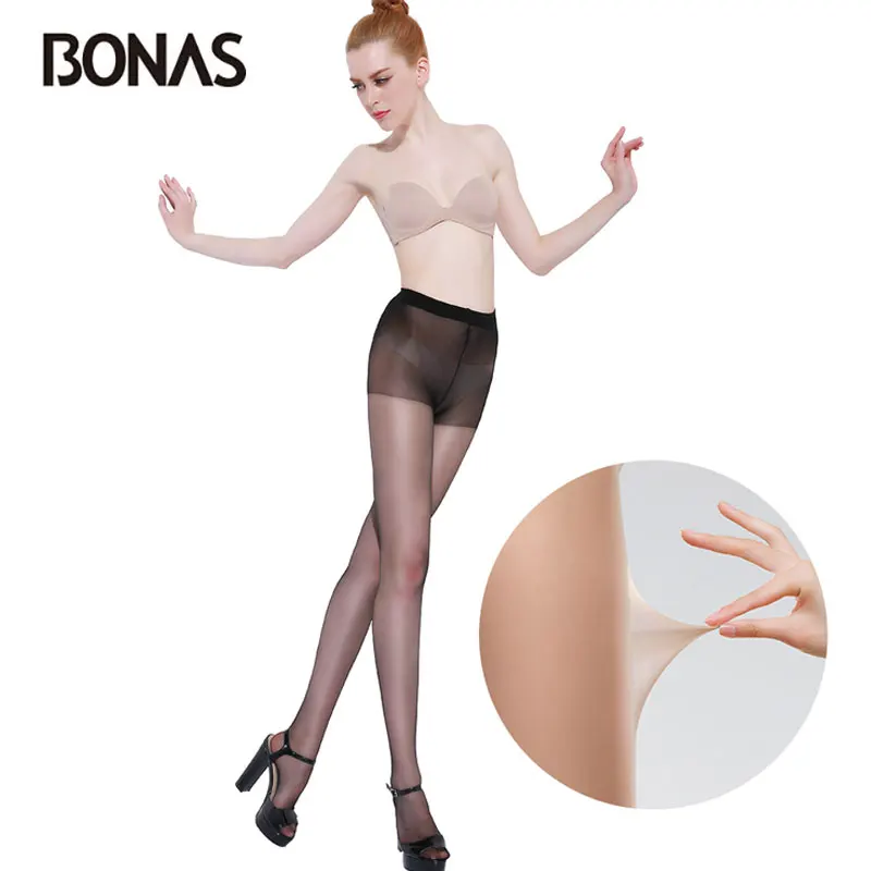 

BONAS 15D Summer Sexy Breathable Elastic Women's Tights Slim Stockings Female Spider Tights Tear Resistant Nylon Pantyhose