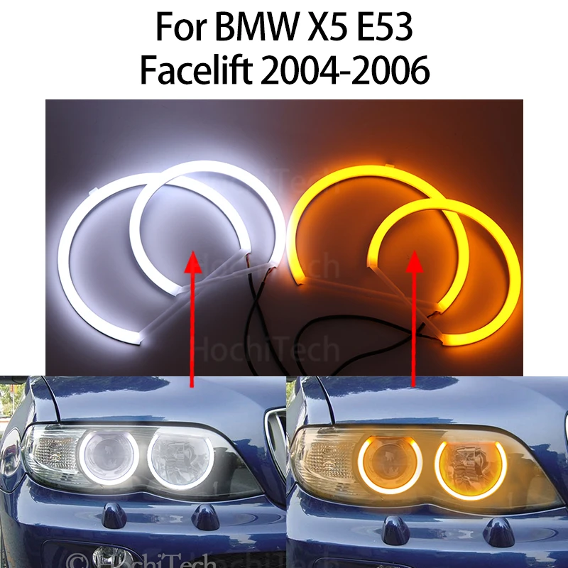 Switchback Cotton Light LED Angel Eye Dual White Amber for BMW X5 E53 Facelift 2004 2005 2006