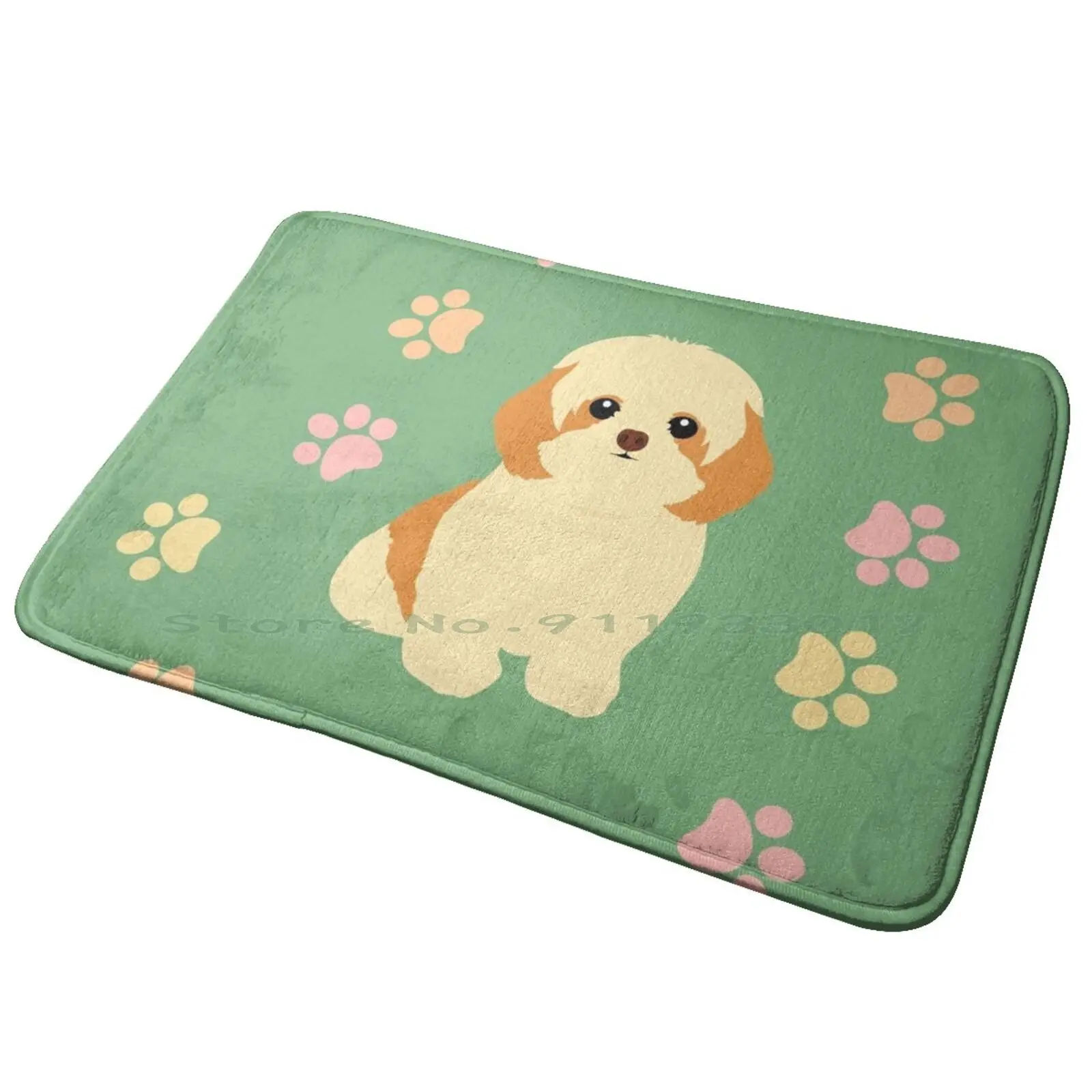 Shih Tzu And Paw Prints Entrance Door Mat Bath Mat Rug Aave Crypto Currency Ethereum Altcoin Vintage Distressed Elon Musk