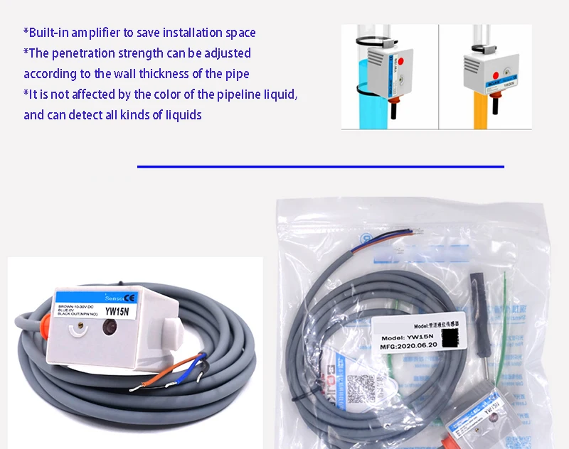 Liquid level sensor YW030N YW015N is suitable for 0-30mm pipe diameter to sense liquid height