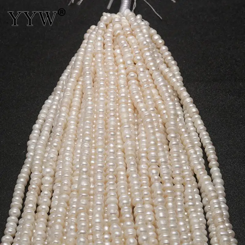 

5.5-6mm Cultured Button Freshwater Pearl Bead Natural For Diy Or Handmade Necklace Or Bracelet White Sold Per 14.17 Inch Strand