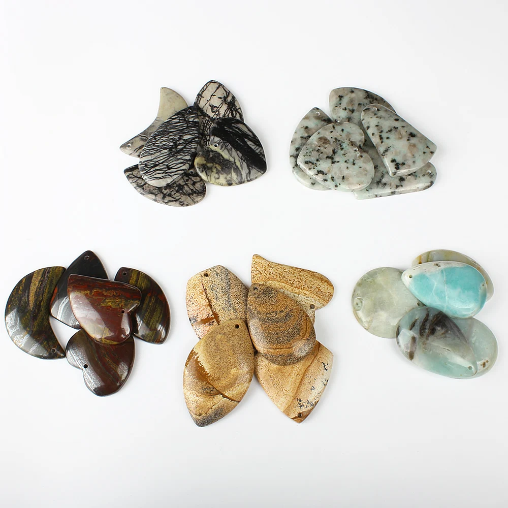 5pcs / Bag Natural Stone 31-40 * 37-55 * 6mm Geometric Color Pendant Star Jewelry Making DIY Necklace Earrings Accessories