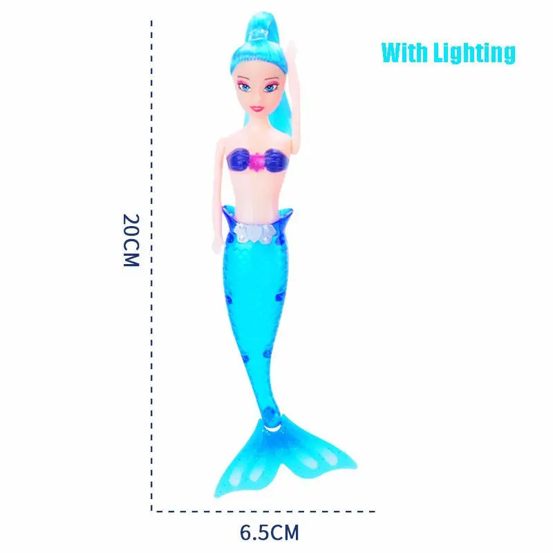 الوليد الرضع ألعاب الأطفال عشوائية أضواء LED مقاومة للماء السباحة حورية البحر دمية سمكة ملونة دمية بلاستيكية حمام السباحة الهدايا