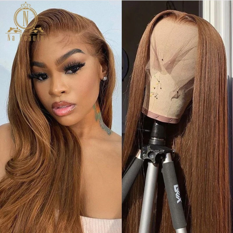 

Fake Scalp Brown Color 13x6 Lace Front Human Hair Wig Preplucked Straight Lace Frontal Wigs For Black Women Nabeauty 150 Remy