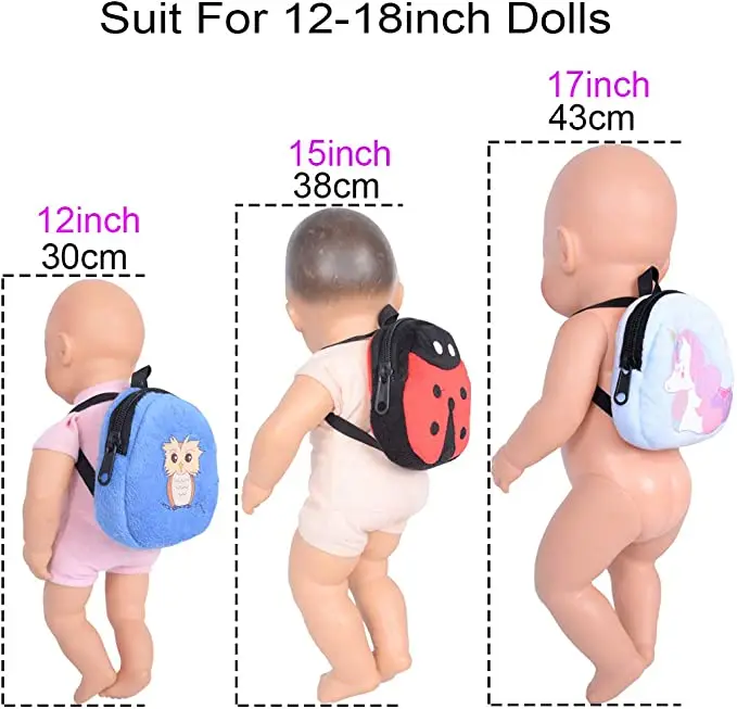 Doll Backpack Bag Unicorn Kitty Pattern Fit 12-18Inch Doll Clothes Accessory for 43cm Baby New Born Doll Cheap Kids Toys Girls G