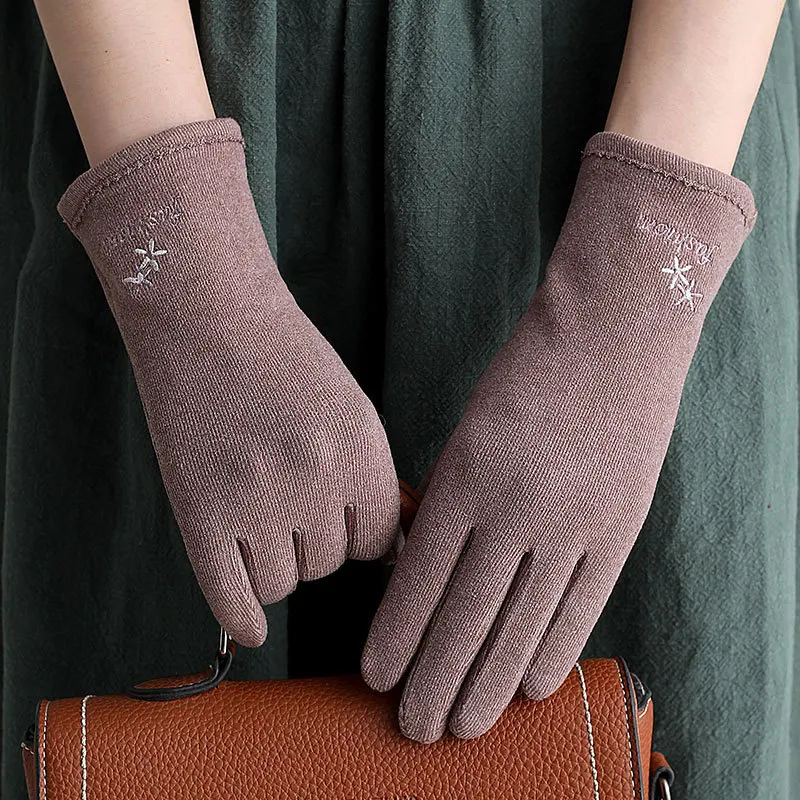 Women Winter Keep Warm Soft Breathable Touch Screen Driving Gloves Female Elegant Snowflake Embroidery Sport Cycling Mittens I14