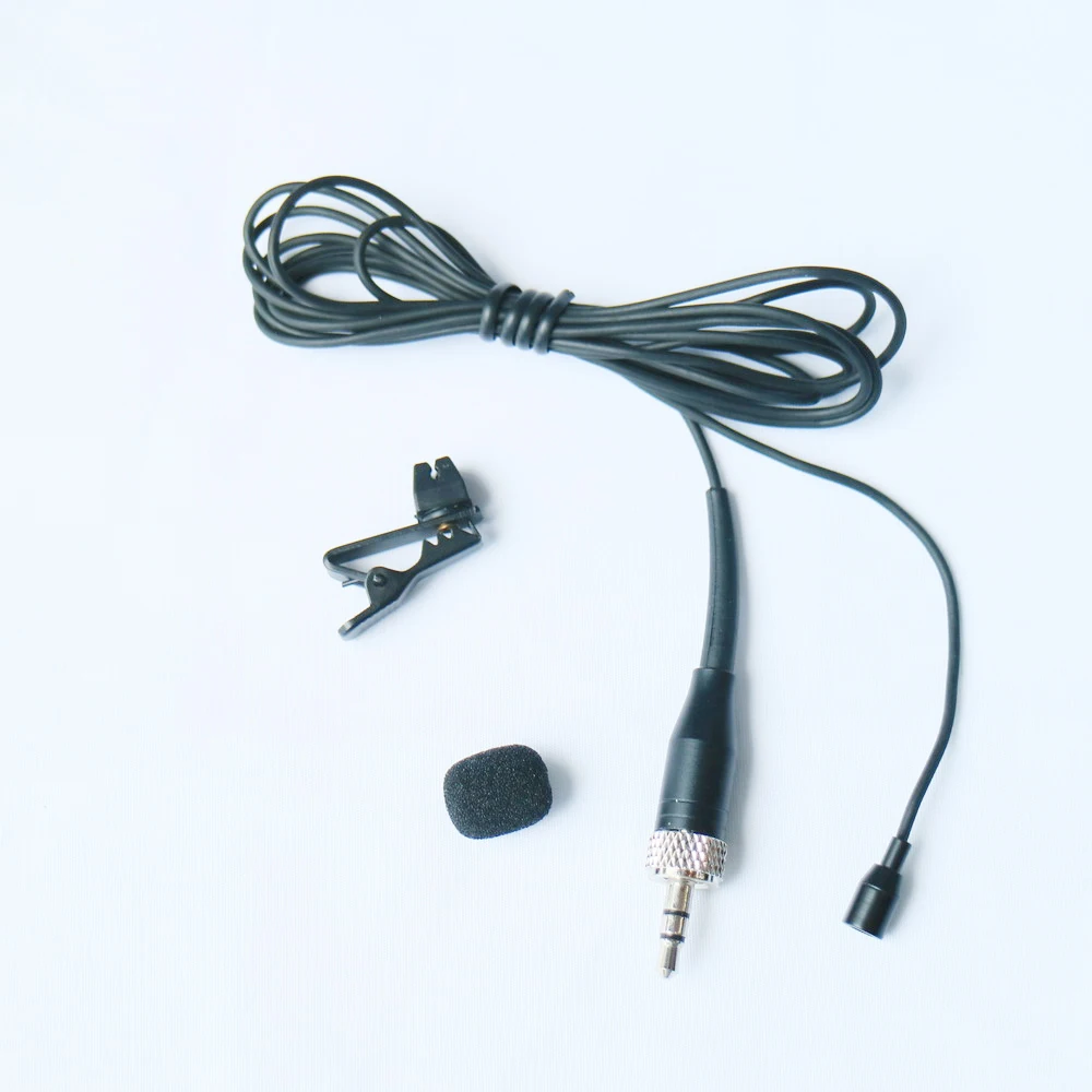 Mini micrófono de solapa Lavalier con Clip de corbata para Sennheiser EW100, G2, G3, G4, transmisor inalámbrico BeltPack, negro