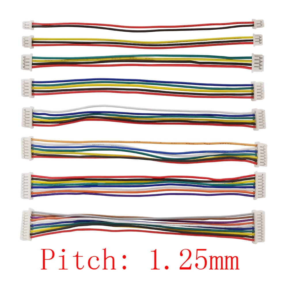 10Pcs JST 1.25mm 1.25 connettori per cavi filo femmina doppia testa JST 1.25 connettore filo elettronico lunghezza 10CM 15CM 20CM 30CM