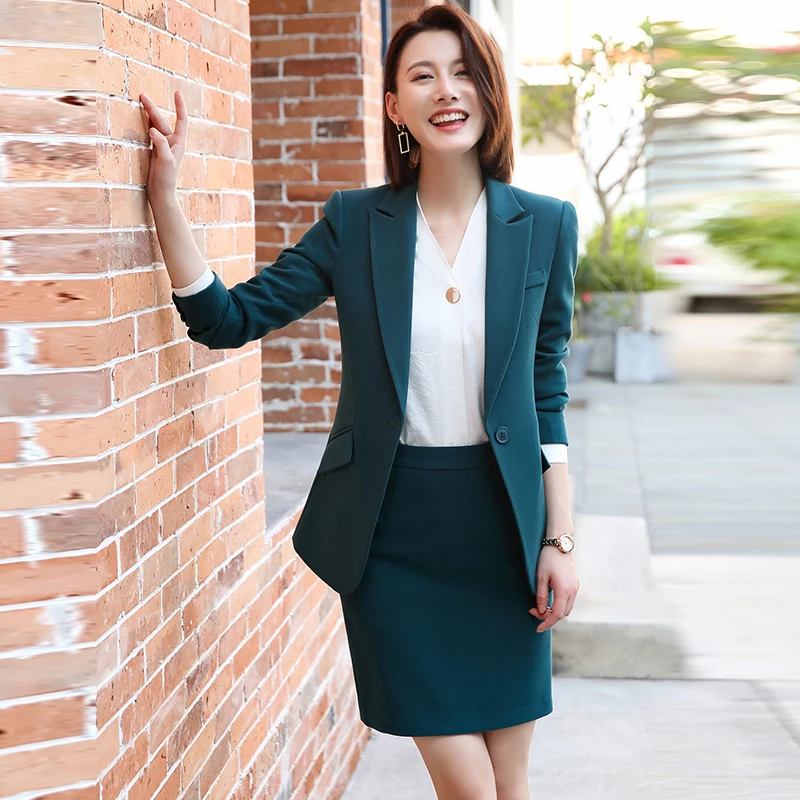 Imagem -05 - Blazer Fino Feminino e Saia Lápis Ternos de Calças de Trabalho Senhora do Escritório Uniforme de Negócios e Entrevista Peças