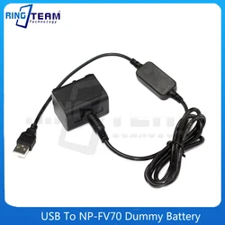 USB to DC 5525 Male Cable + NP-FV70 Dummy Battery USB To NP-FV70 DC Coupler for Sony HDR-CX180E CX360E CX700E XR160E PJ10E PJ30E