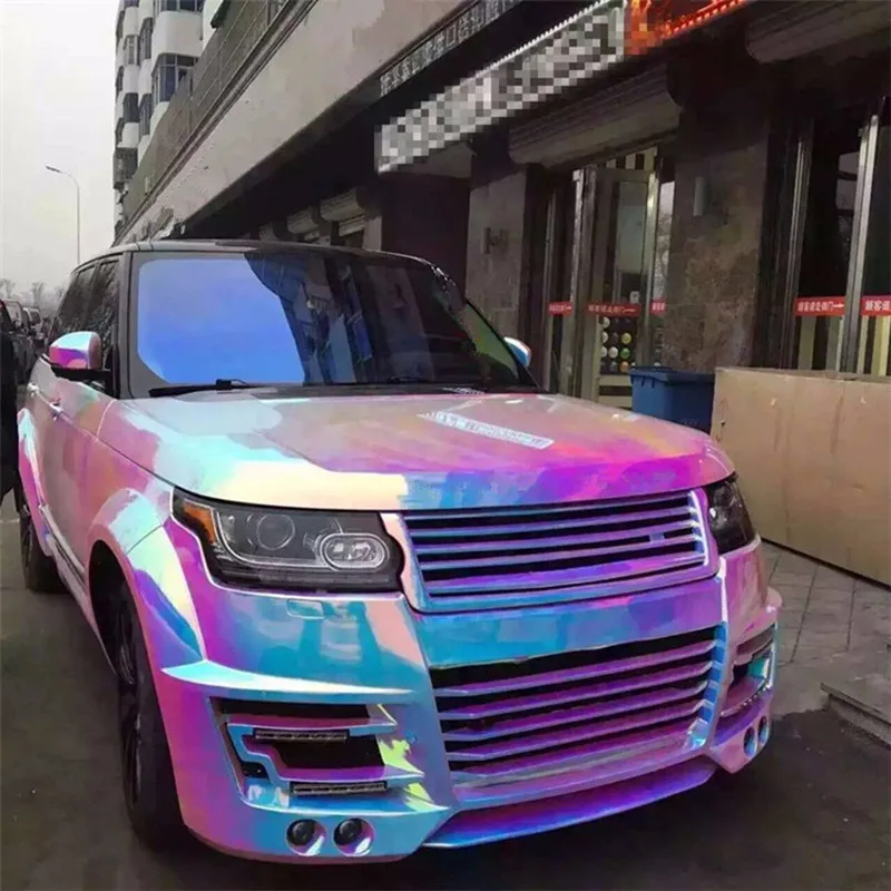 HOHOFILM 138cmx500cm ROLL Holographic Rainbow Chrome Vinyl Car Wrap Film Sticker adhesive Vinyl 54''x196.8''