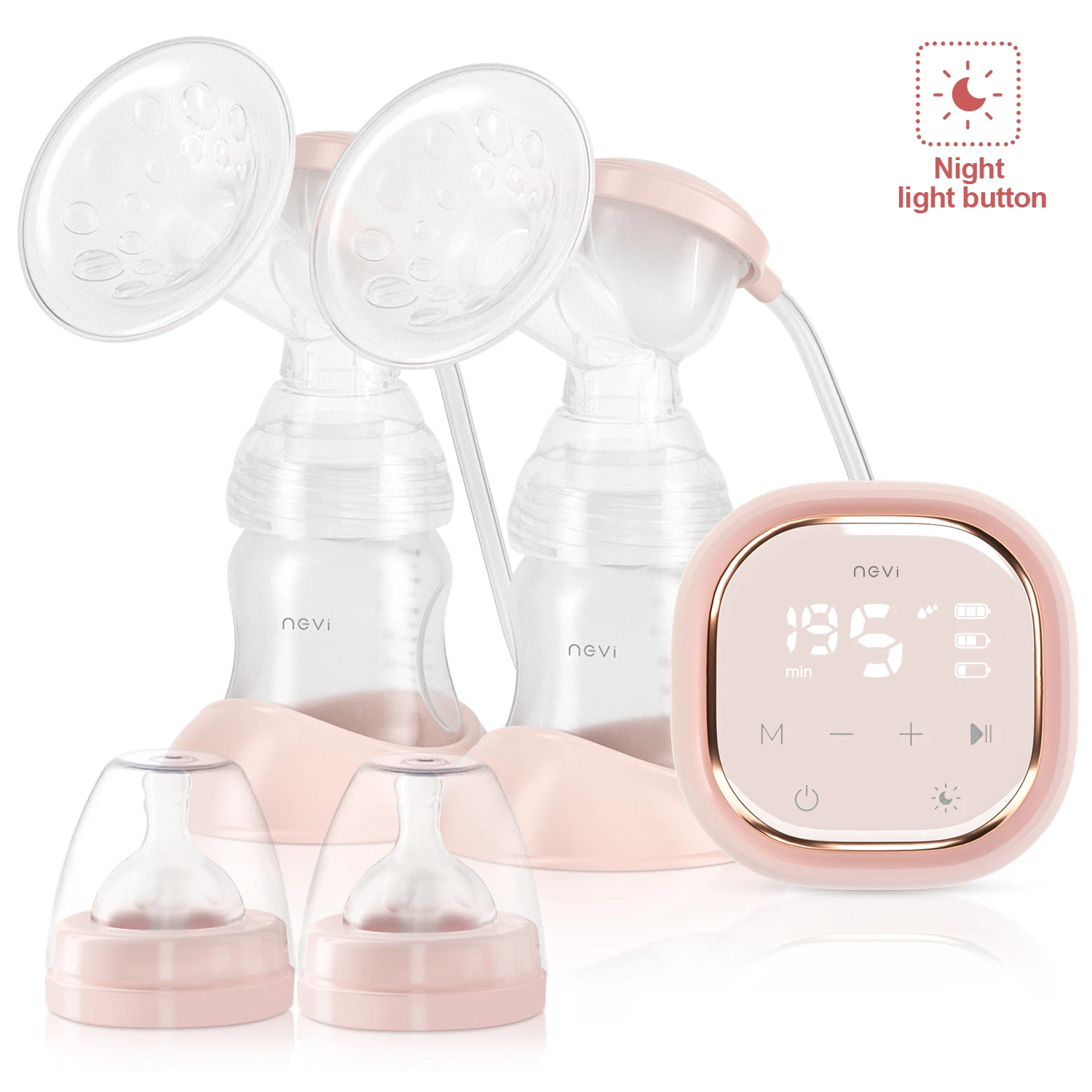 NCVI Double Electric Breast Pumps,  breast milk extractor, Protable Dual Breastfeeding Milk Pump, Night Light, Touch Screen