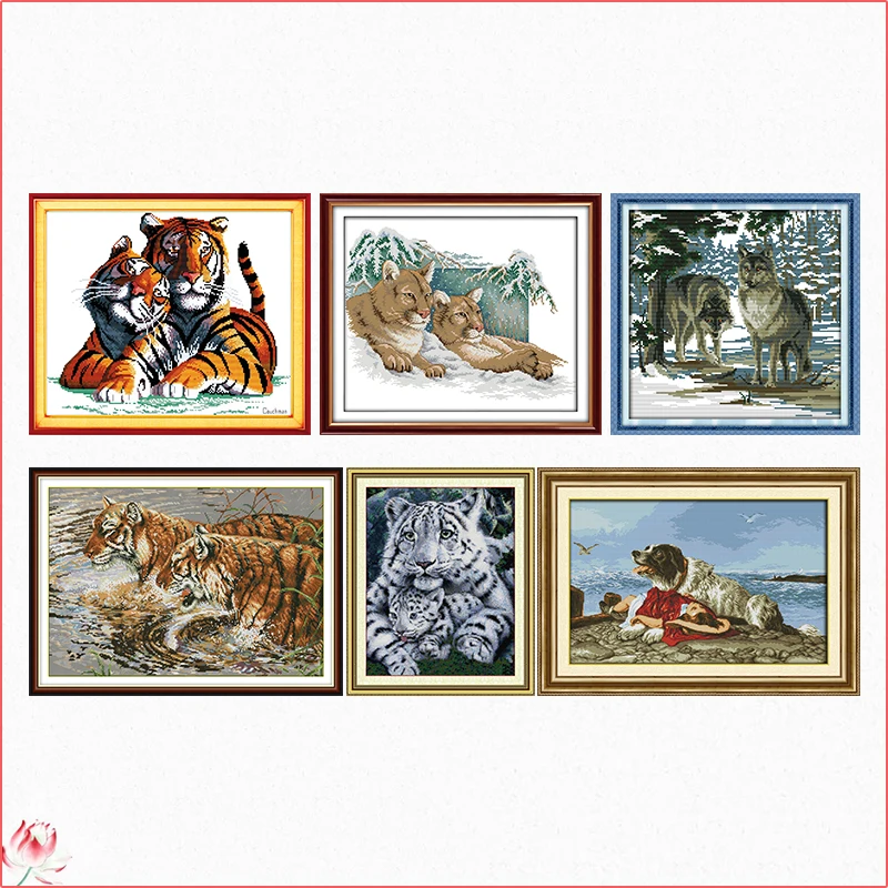 Guardian Of Love Pattern Embroidery Counting Kit DIY Animal Canvas 14CT 11CT Fabric Cross Stitch Kit Needle and Thread Kit Gift