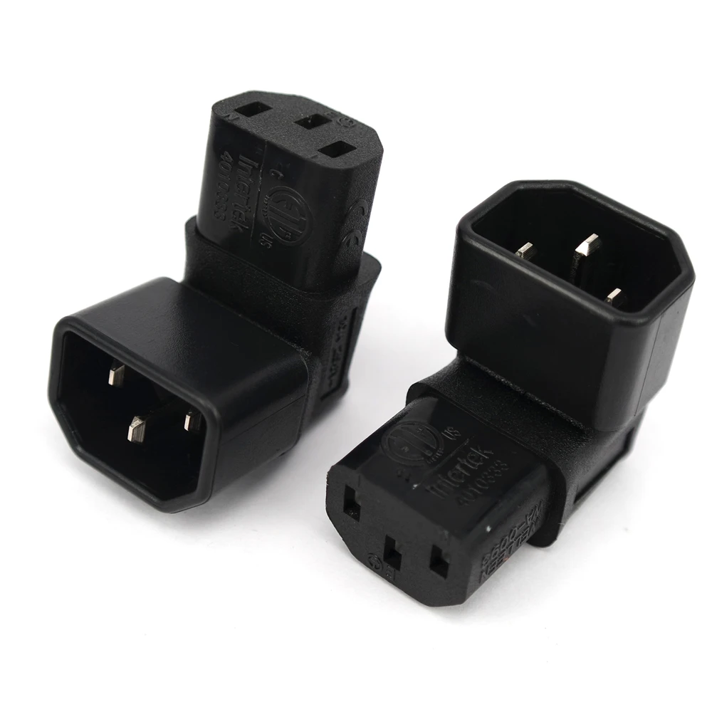 IEC 320 C13 to C14 AC Plug Converter, Up/Down Angle Power Adapter Plug,3Pin Female to Maler.C13 to C14 90 Degree Corner 10A 205V