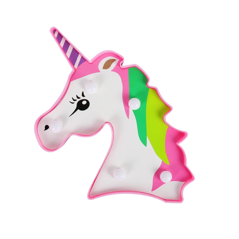 Unicorn Head LED Night Light Baby Unicornio Party 3D Luminaria Lamp Children\'s Gift Bedroom Table Decoration Unicorn Party decor