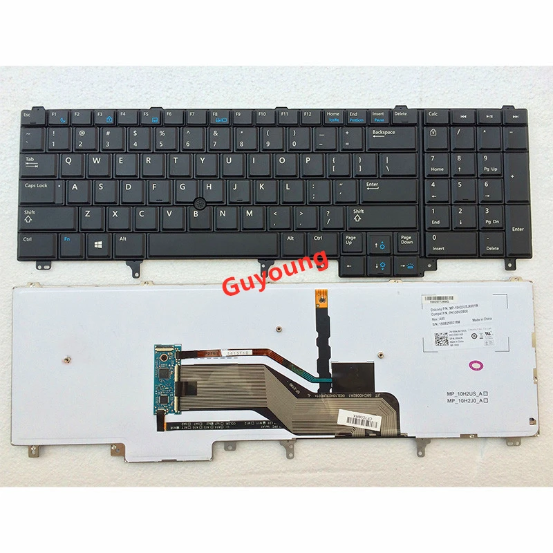 US Keyboard Replacement For Dell Latitude E5520 E5520M E5530 E6520 E6530 E6540 Black with Backlit Pointer Keyboard