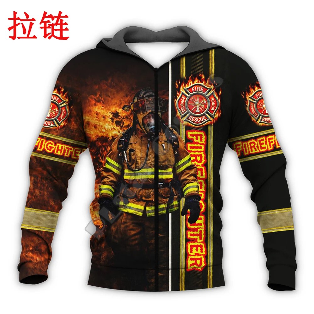 Brave Firefighter 3D All Over Printed Mens Hoodie Fashion Casual Hooded Sweatshirt Autumn Streetwear Unisex hoodies KJ707