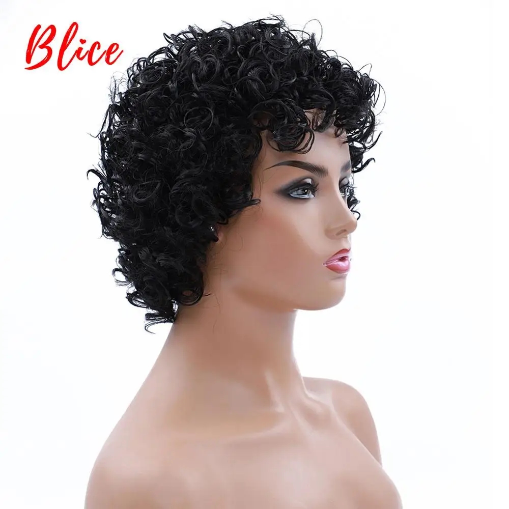 Blice 6 Inch Short Curly  Synthetic Wigs Heat Resistant For Women 100% Kanekalon Daily Party American African Wig