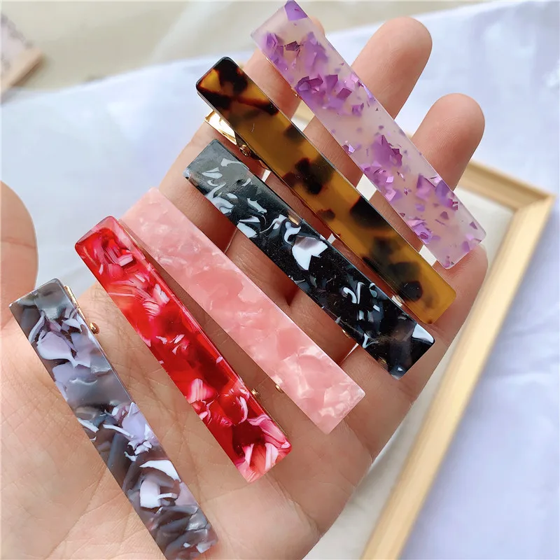 Korean Ins Square Hairclip Internet Celebrity Acetate Plate Side Clip French Cute Bar Hairclip Hair Accessories