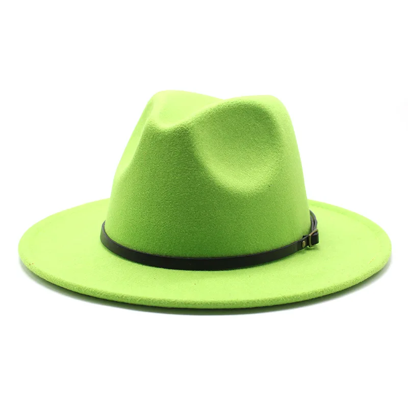 wholesale fedoras hat Panama felt hat for women  jazz hat fedora hat grass green women fedoras  women hats with chains