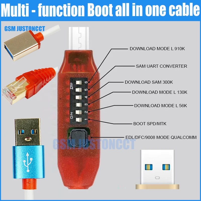 All Boot Cable (EASY SWITCHING) Micro USB RJ45 All In One Multifunction Boot Cable Edl Cable