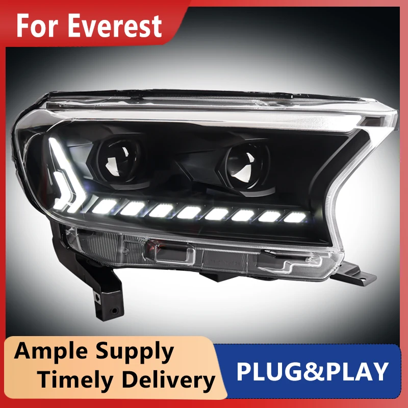 

2 PCS Car LED Headlights For Ford Ranger Everest 2016-2021 Raptor Audi Type Headlight Head lamp LED Headlight LED Dual Projector