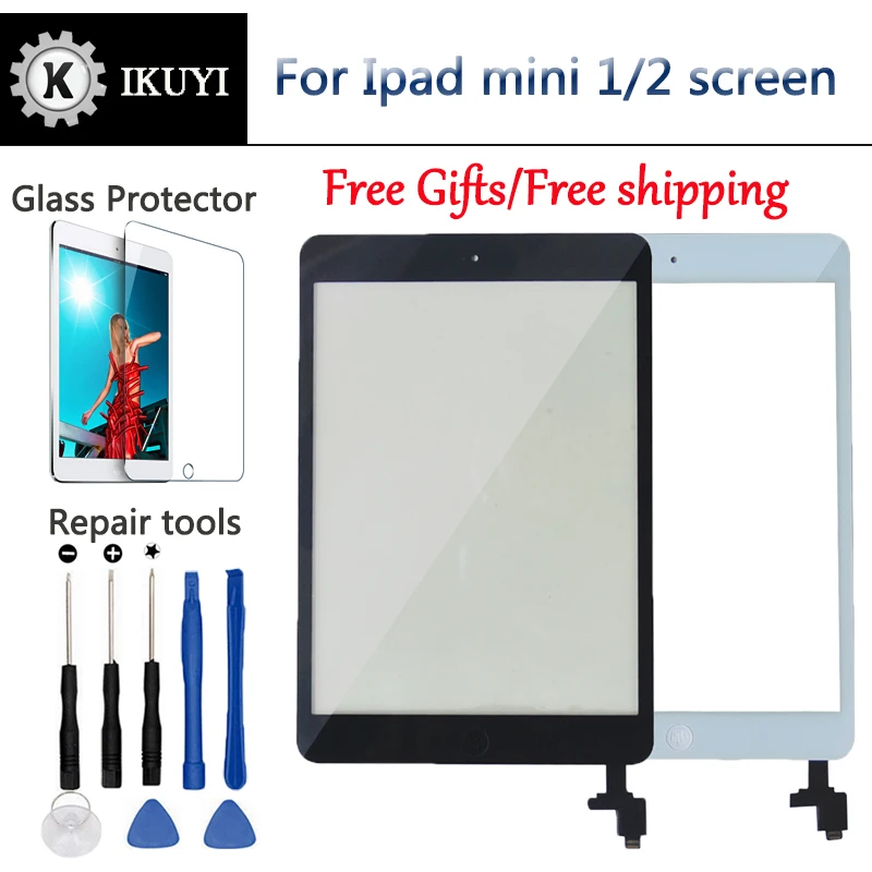 New For  iPad Mini Screen 1 iPad Mini 2 Touch Screen A1432 A1454 A1455 A1489 A1490 A149 Digitizer IC Cable Home Button Mini2