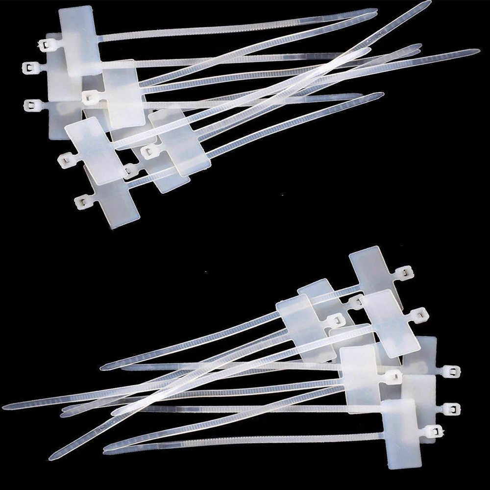 100Pcs Zip Ties Write Wire Power Cable Label Mark Tag Nylon Self-Locking Tie Network Cable Marker Cord Wire Strap Zip