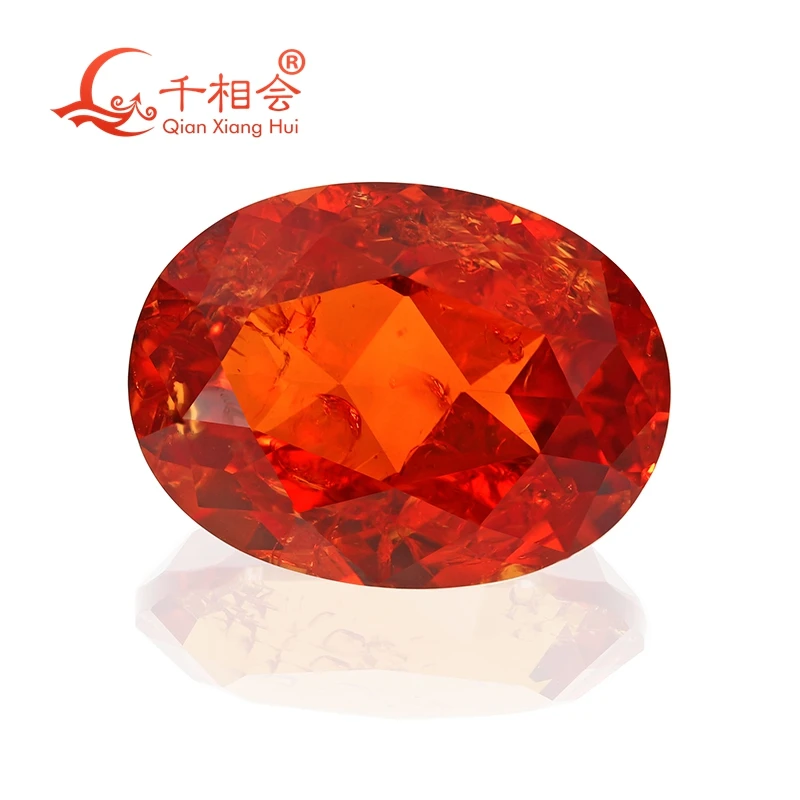 

13.5ct Artificial sapphire oval shape natural cut orange color including minor cracks and inclusions corundum loose gem stone