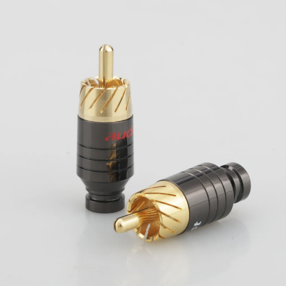 Audiocrast-enchufe RCA de cobre chapado en oro, conector adaptador de Audio y vídeo, 4 piezas