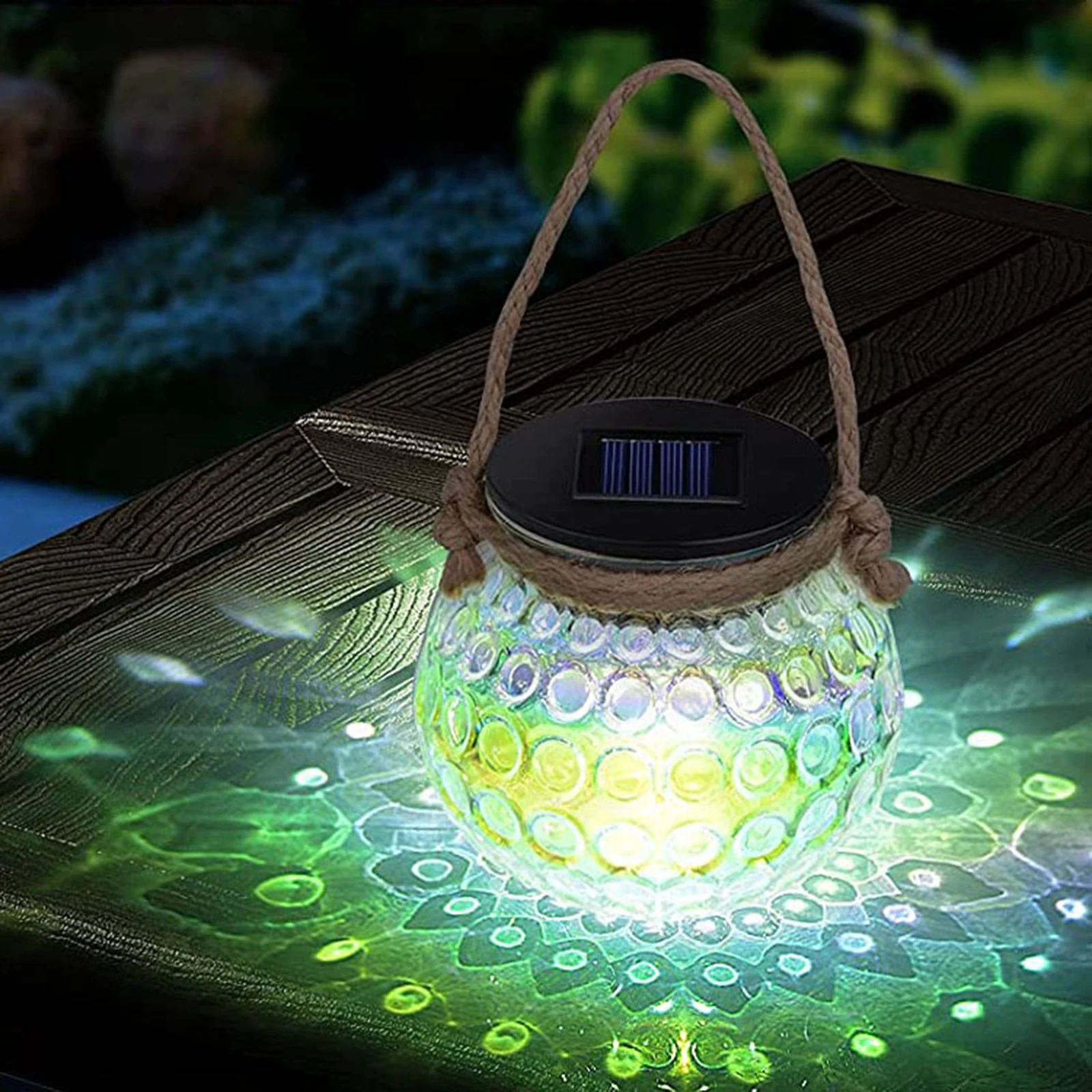 Solar Reflection Lamp Garden Light Waterproof Walkway Porch Creative Decorative Outside Multicolor Glass Hanging Lights