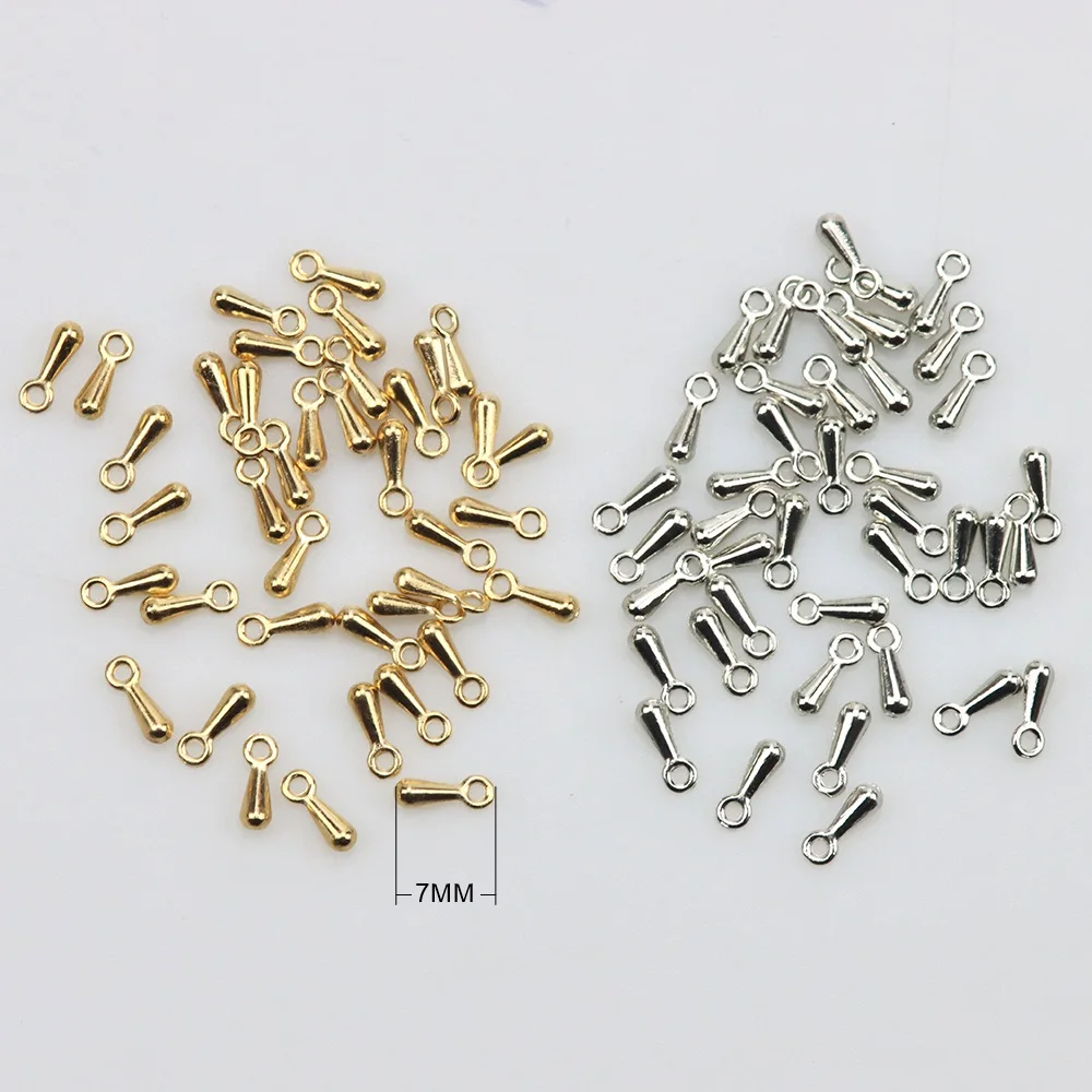 120pcs/Lot  Copper Water Droplets Cord Used For Necklace Bracelet Crimp Ends  Extension Chains Tails Clasp Jewelry Accessorie