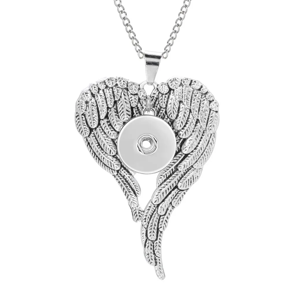 New Snap Jewelry Metal Wing Heart Tree Snap Button Necklace Fit DIY 18mm Snap Buttons Jewelry for Women Men Pendant Necklace