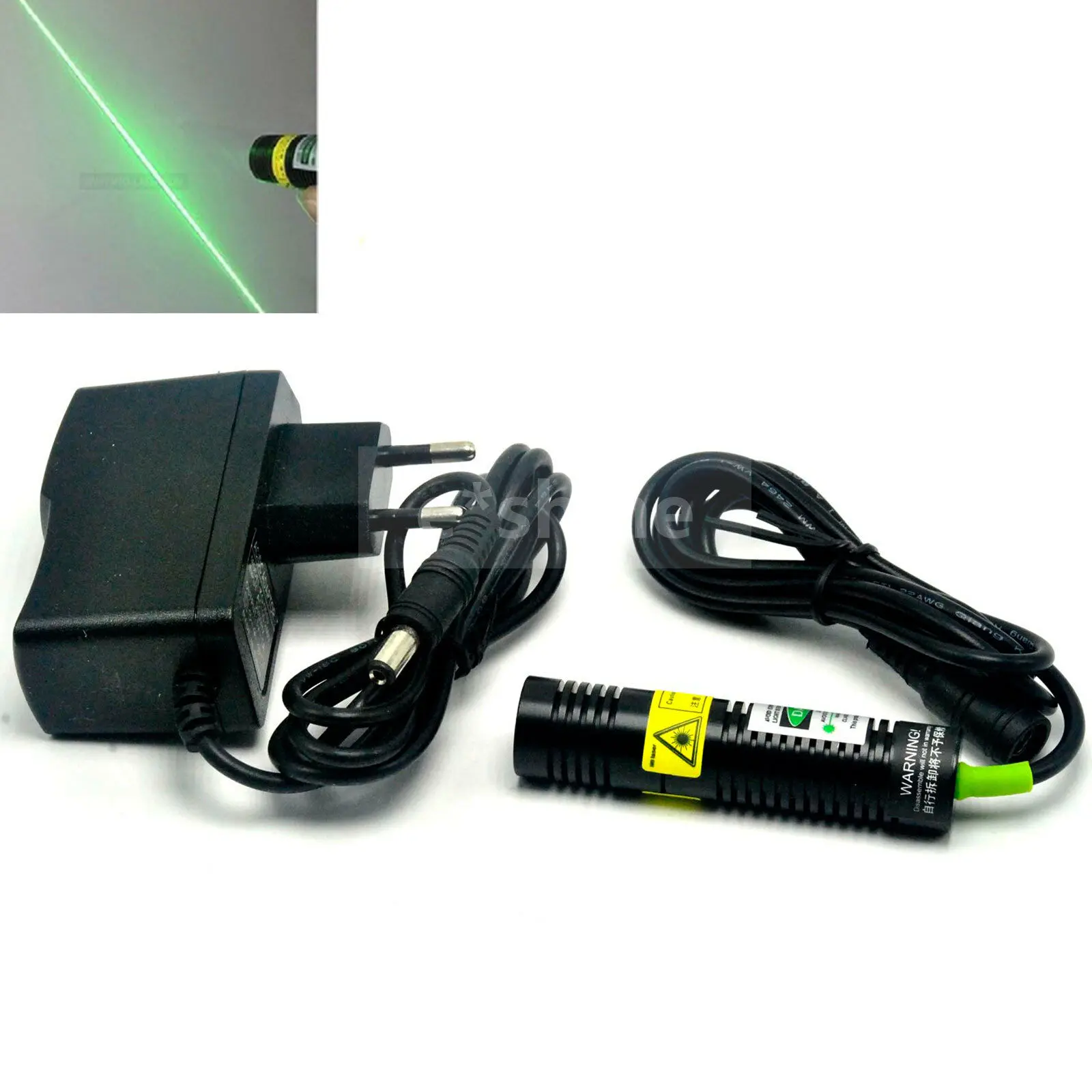 Luces láser verdes de línea 18x75mm 532nm 30mw módulo láser f posicionamiento máquina de coser impresión w adaptador de 5V