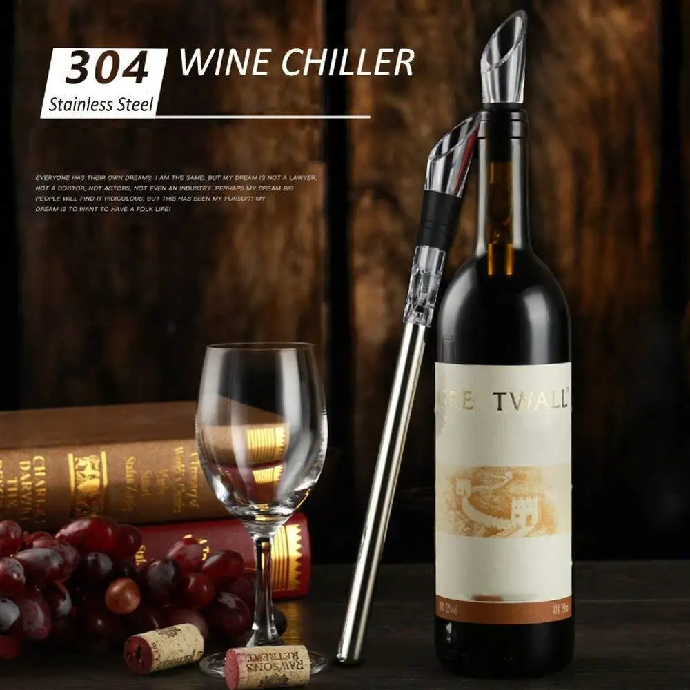 Ice Wine Chiller Rushed Ice Bucket Stainless Steel Barware Wine Pourer Bottle Stick Rapid Iceless Perfect Kitchen Bar Accessorie