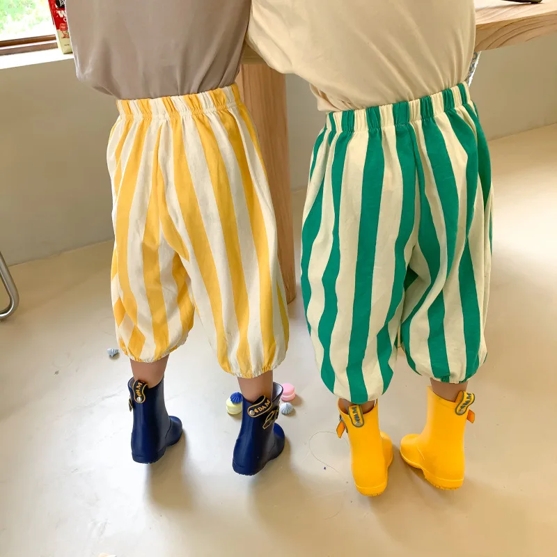 MILANCEL Summer New Kids Clothes Striped Harem Pants Loose Cotton Clothings for Sister and Brothers