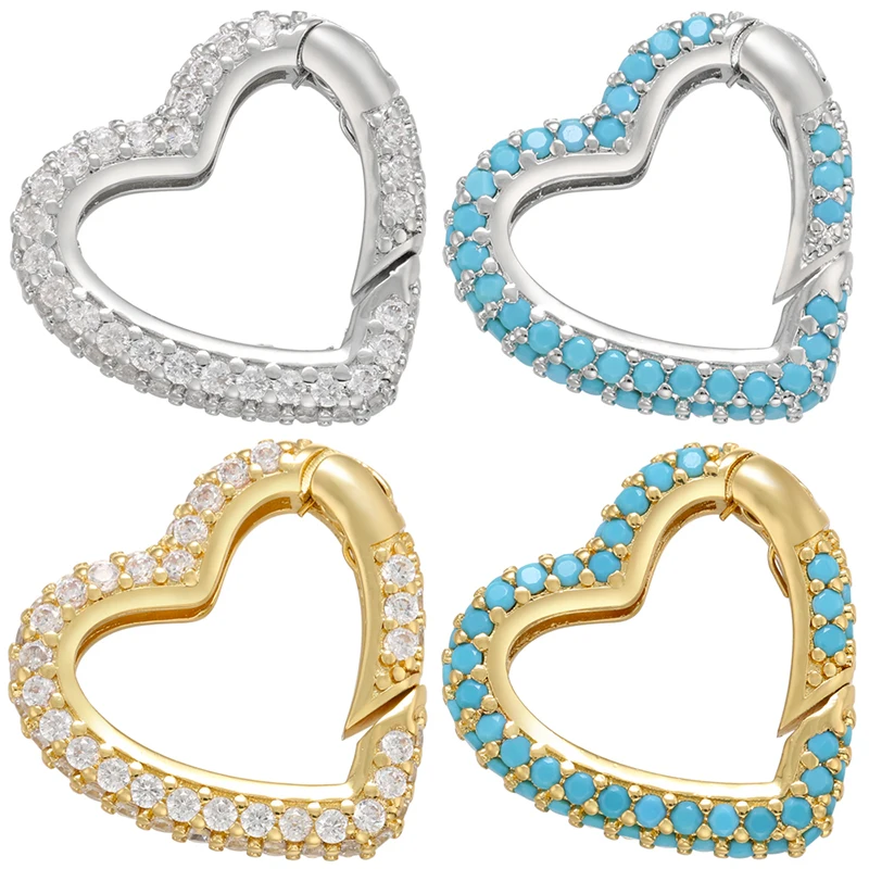 

ZHUKOU heart spring clasp hooks cubic zirconia clasp hooks for handmade necklace jewelry accessories supplies wholesale VK124