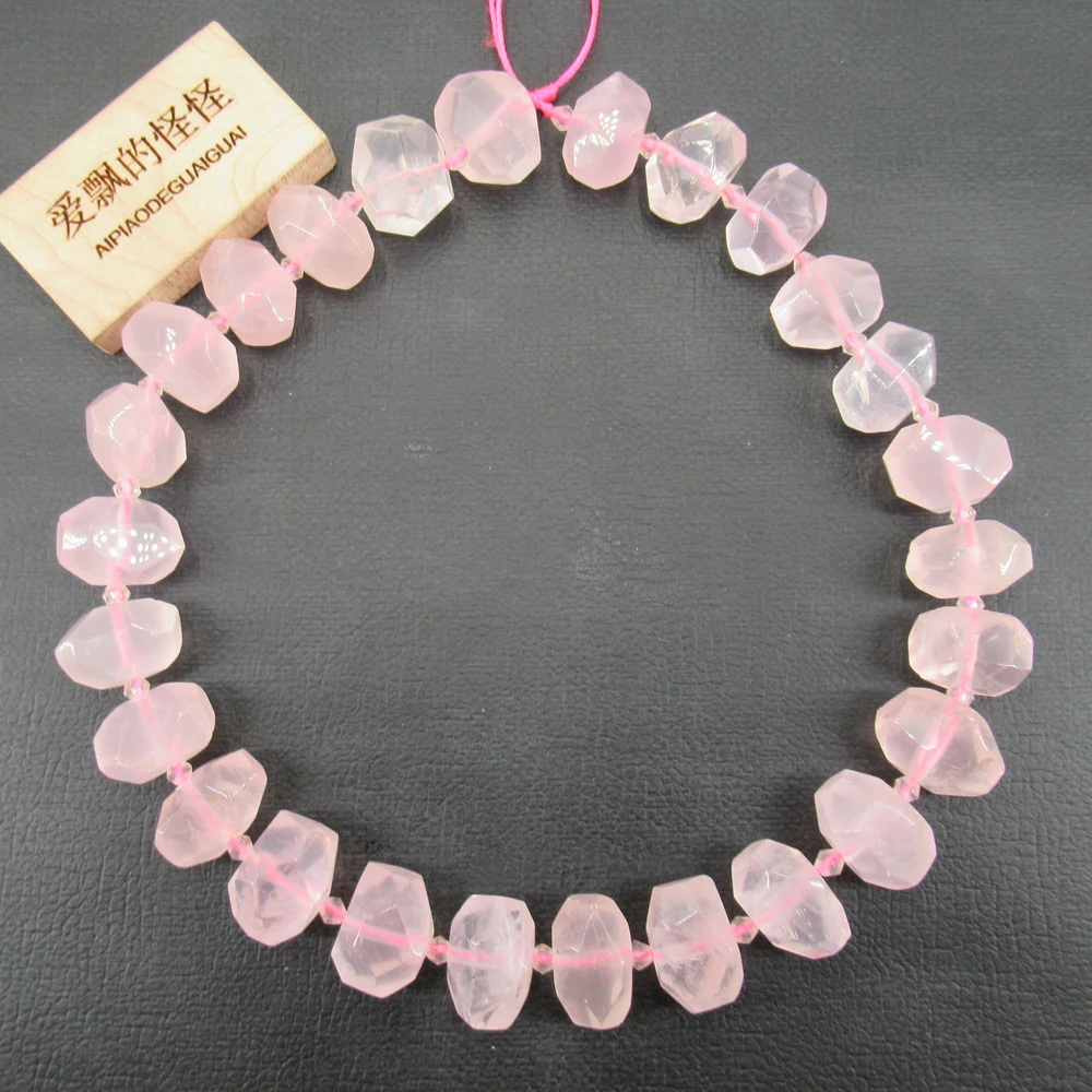 APDGG Natural Faceted Pink Rose Quartz Nugget Gemstone Loose Beads 15\