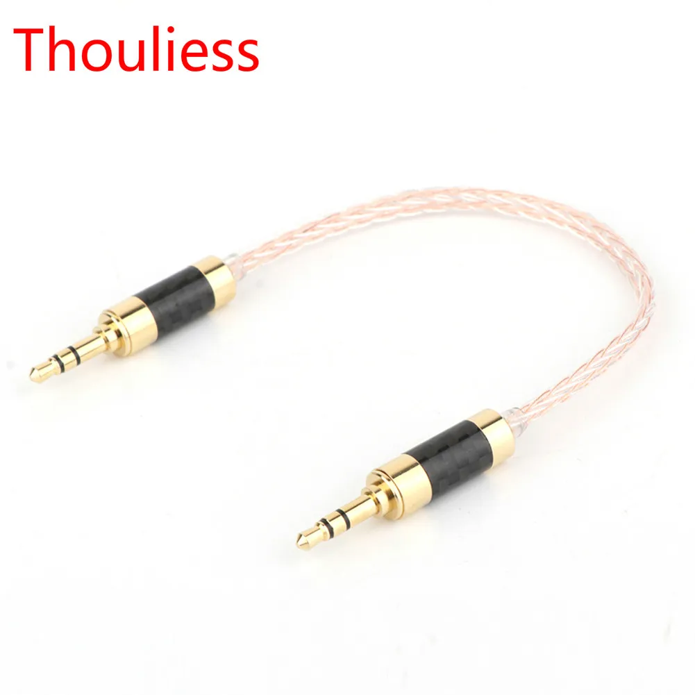 

Thouliess 3,5 мм стерео 3 полюс кабель со штыревыми соединителями на обоих концах для подключения OCC монокристалл Медь серебро смешанные аудио кабель-адаптер для усилителя плеер