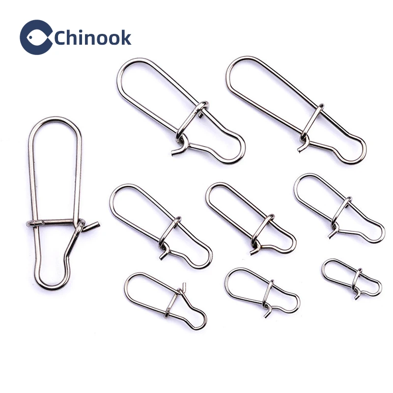 Chinook 10 Pcs Stainless Steel Super Strong pin Fishing Barrel Swivel Safety Snaps Hook Lure Accessories Connector Fishing Acces