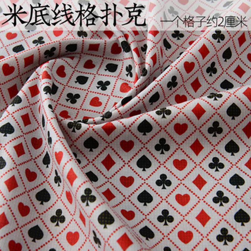 Half Meter Playing Cards Print 100% Cotton Fabric For Handmade DIY Garment Table Cloth Material T1776