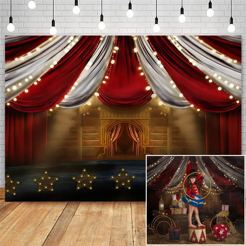 Circus Theme Photography Backdrop Animal Elephant Decor Children Birthday Background for Photo Booth Studio Newborn Kids Prop