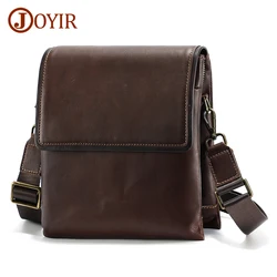 JOYIR 빈티지 크레이지 호스 가죽 남자 메신저 가방 작은 Crossbody 숄더 가방 7.9 